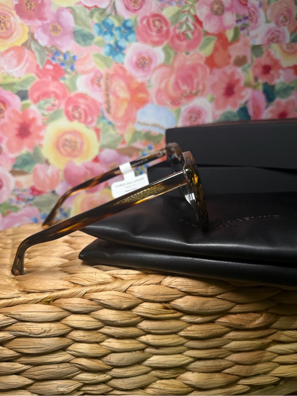Carolina Lemke Tortoiseshell Cat Eye Sunglasses - Brown Lenses with Leather Case - Picture 2 of 3
